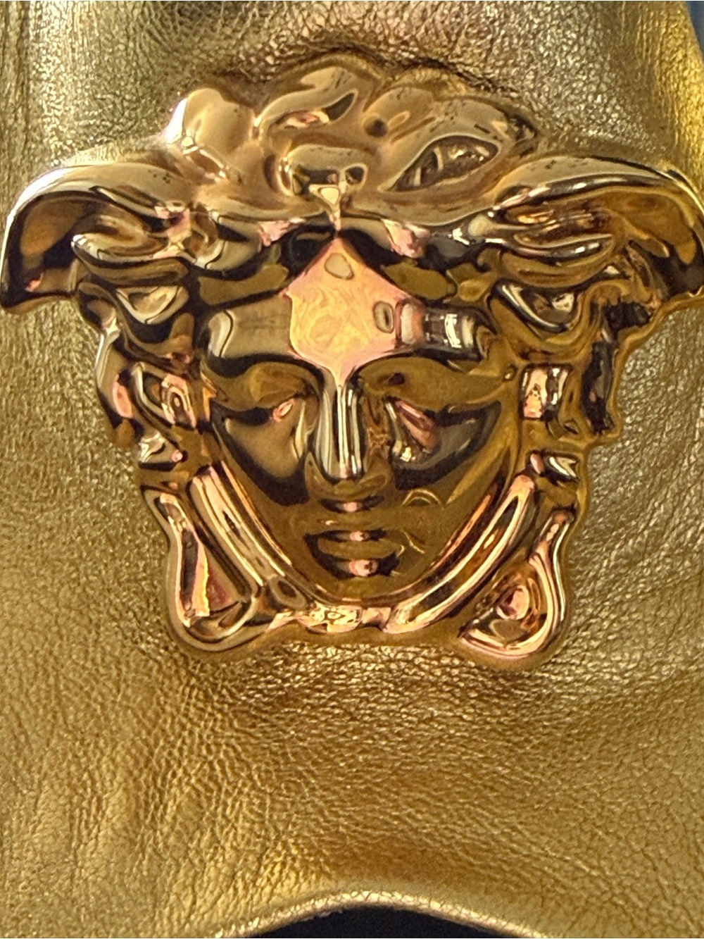 Versace Metallic Gold Medusa Platform Slide Mules Size 6.5 / 36.5 - Picture 2 of 10